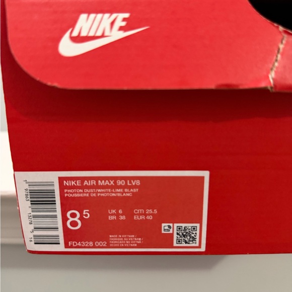 NIKE WOMENS AIR MAX 90 LV8 SNEAKERS-Photon Dust/White-Lime-Black-SIZE 8.5 - Picture 17 of 17